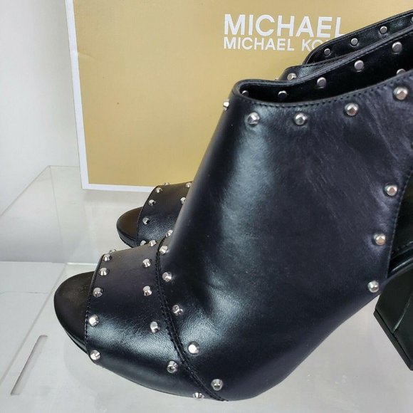 Michael Kors Womens Black Leather Astor Stud Heels - Picture 8 of 9
